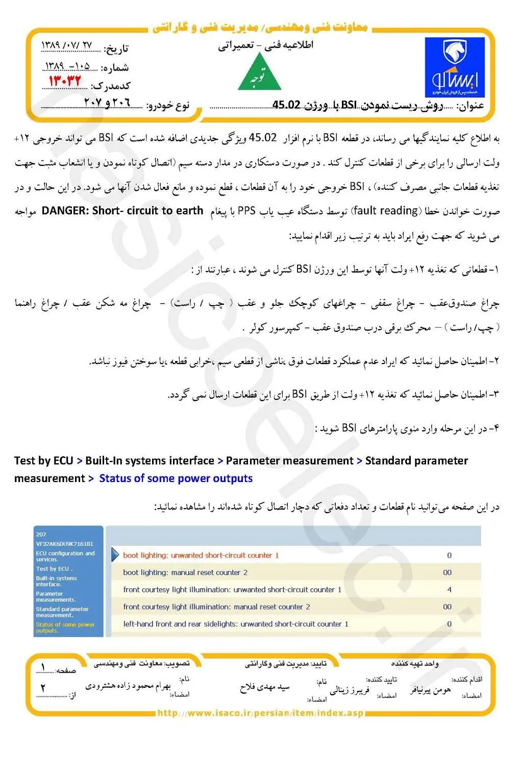روش ریست نمودن BSI پژو 206