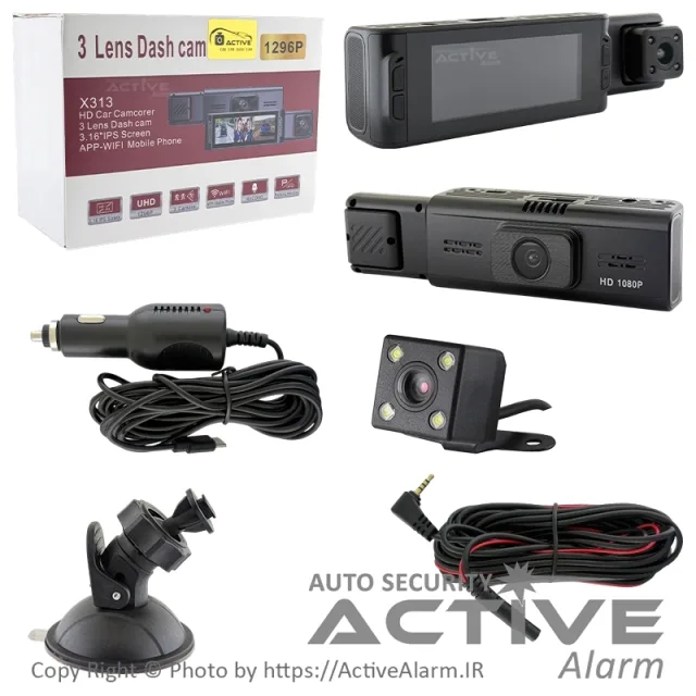 دوربین ثبت وقایع DashCam مدل X313-WiFi با کیفیت UHD [سه دوربین]